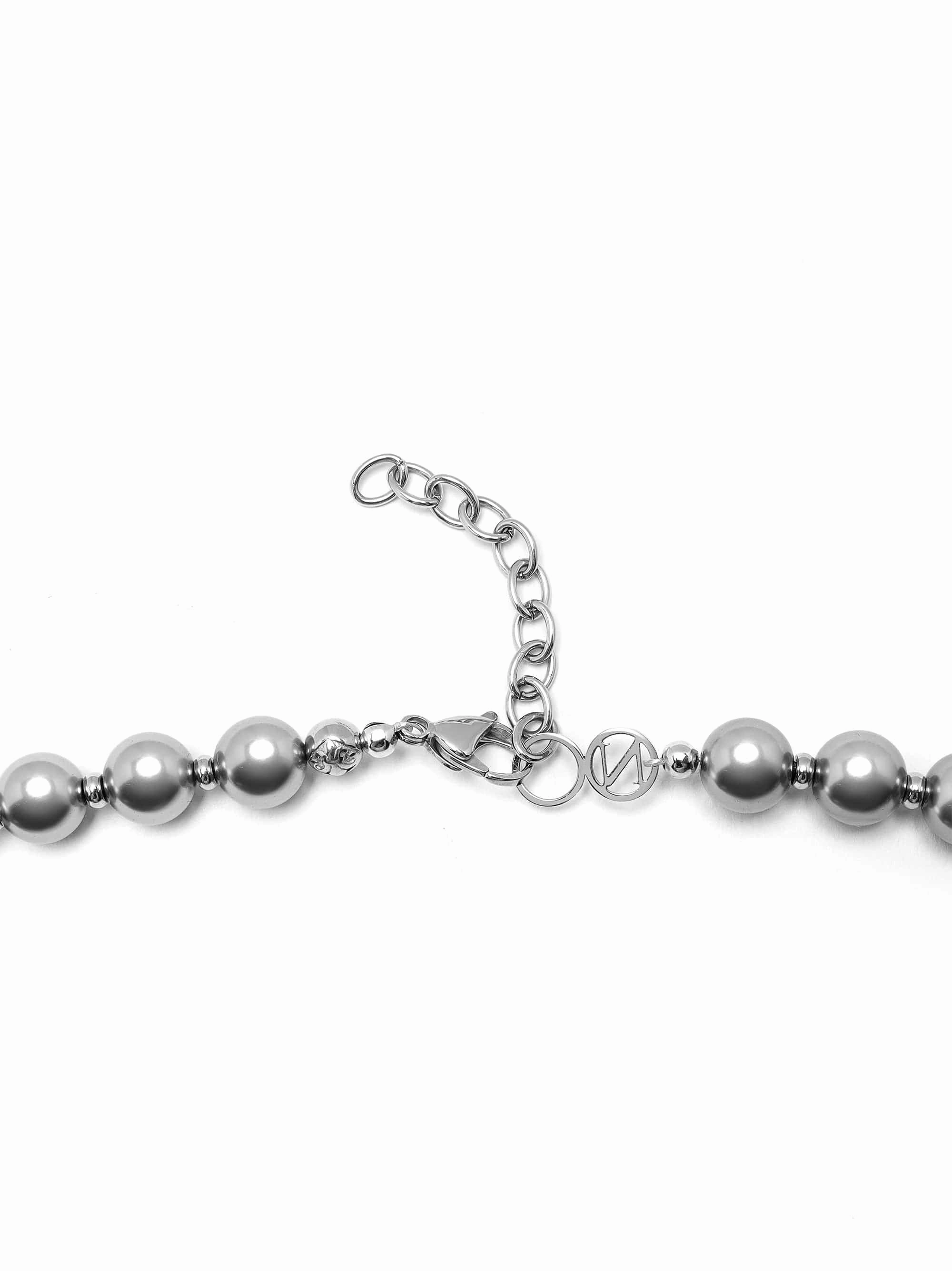 10mm Metallic Pearl Necklace with Silver