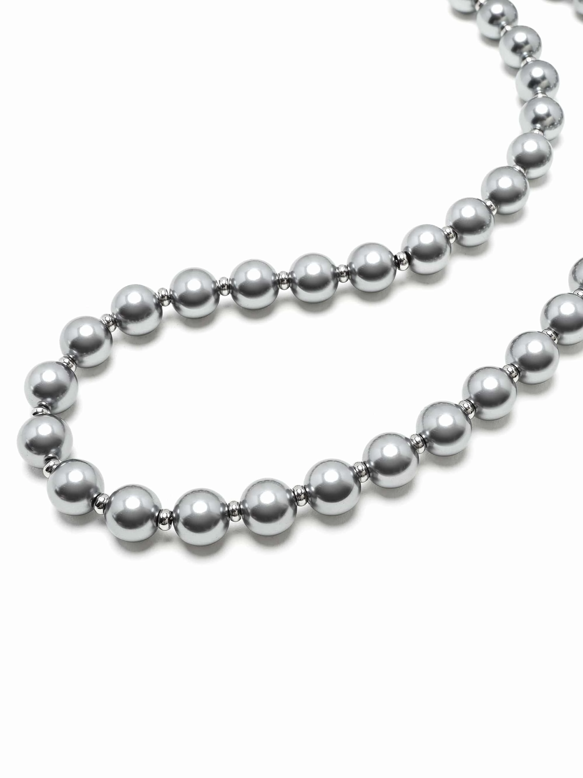 10mm Metallic Pearl Necklace with Silver