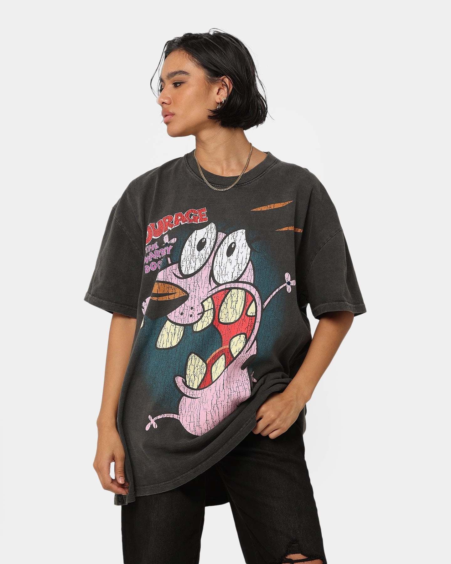 American Thrift X Cartoon Network Courage Heavyweight T-Shirt Black Wash