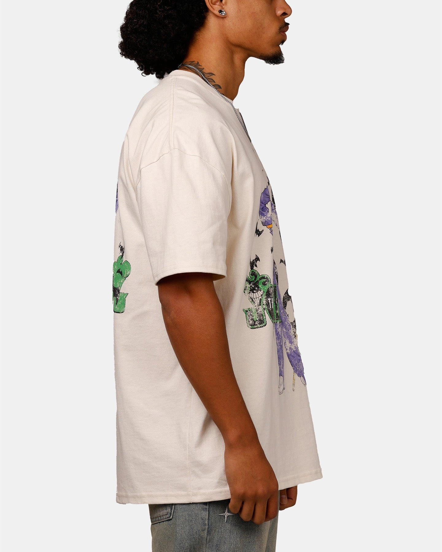 American Thrift X DC Batman The Joker Cane Heavyweight T-Shirt Off White