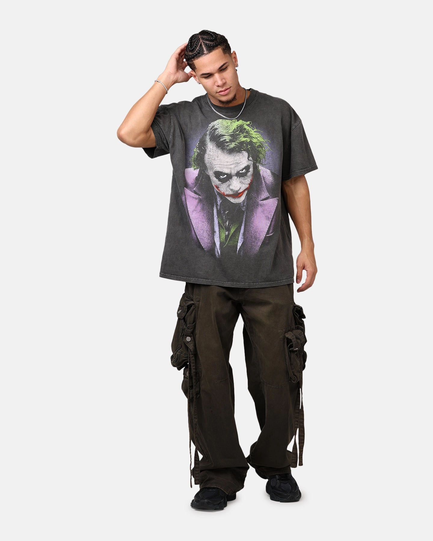 American Thrift X DC Batman The Joker Magic Trick Heavyweight T-Shirt Black Wash