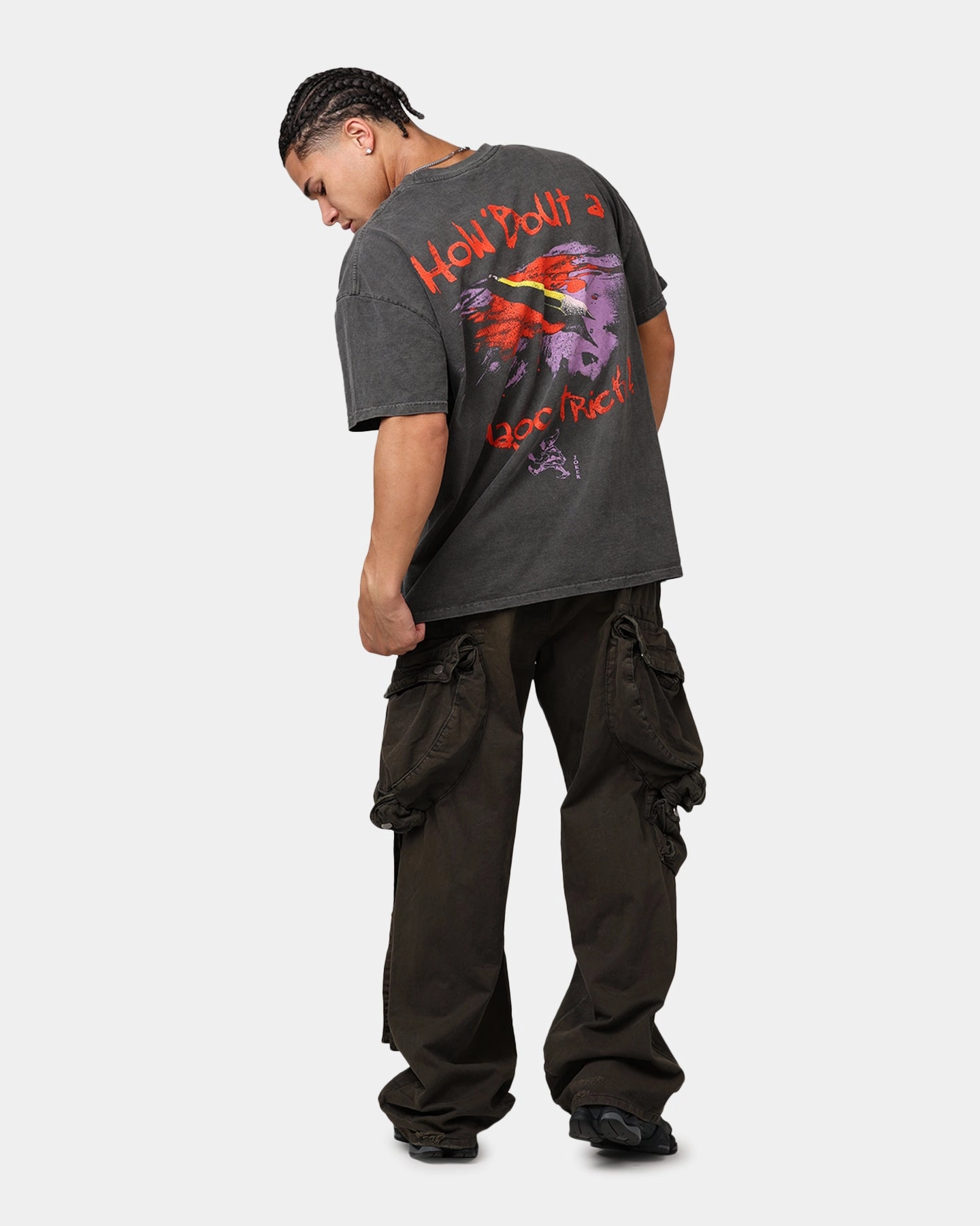American Thrift X DC Batman The Joker Magic Trick Heavyweight T-Shirt Black Wash