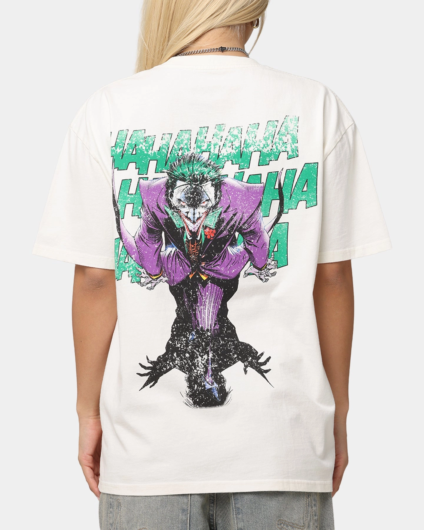 American Thrift X DC Batman The Joker Rings Heavy T-Shirt Off White