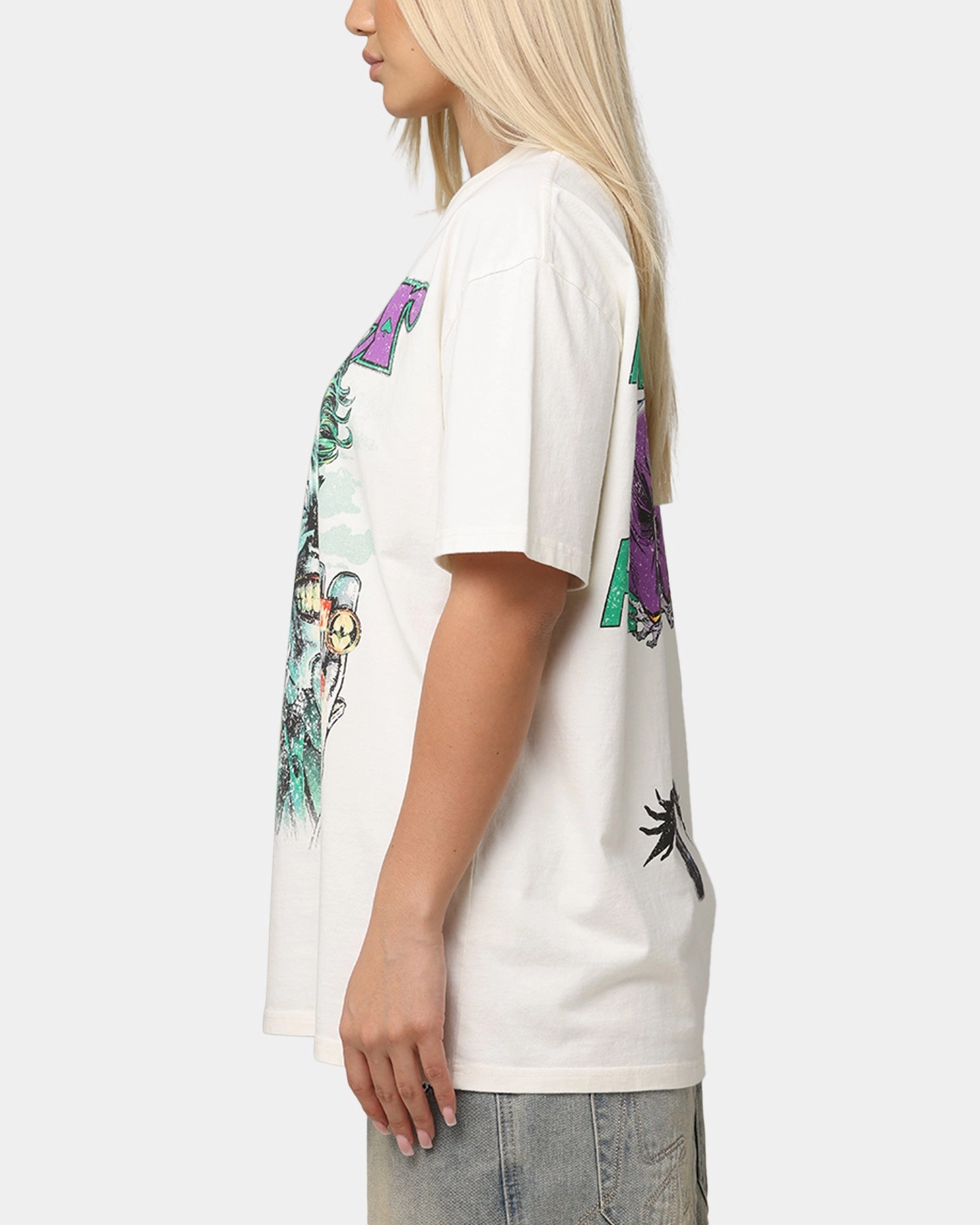 American Thrift X DC Batman The Joker Rings Heavy T-Shirt Off White