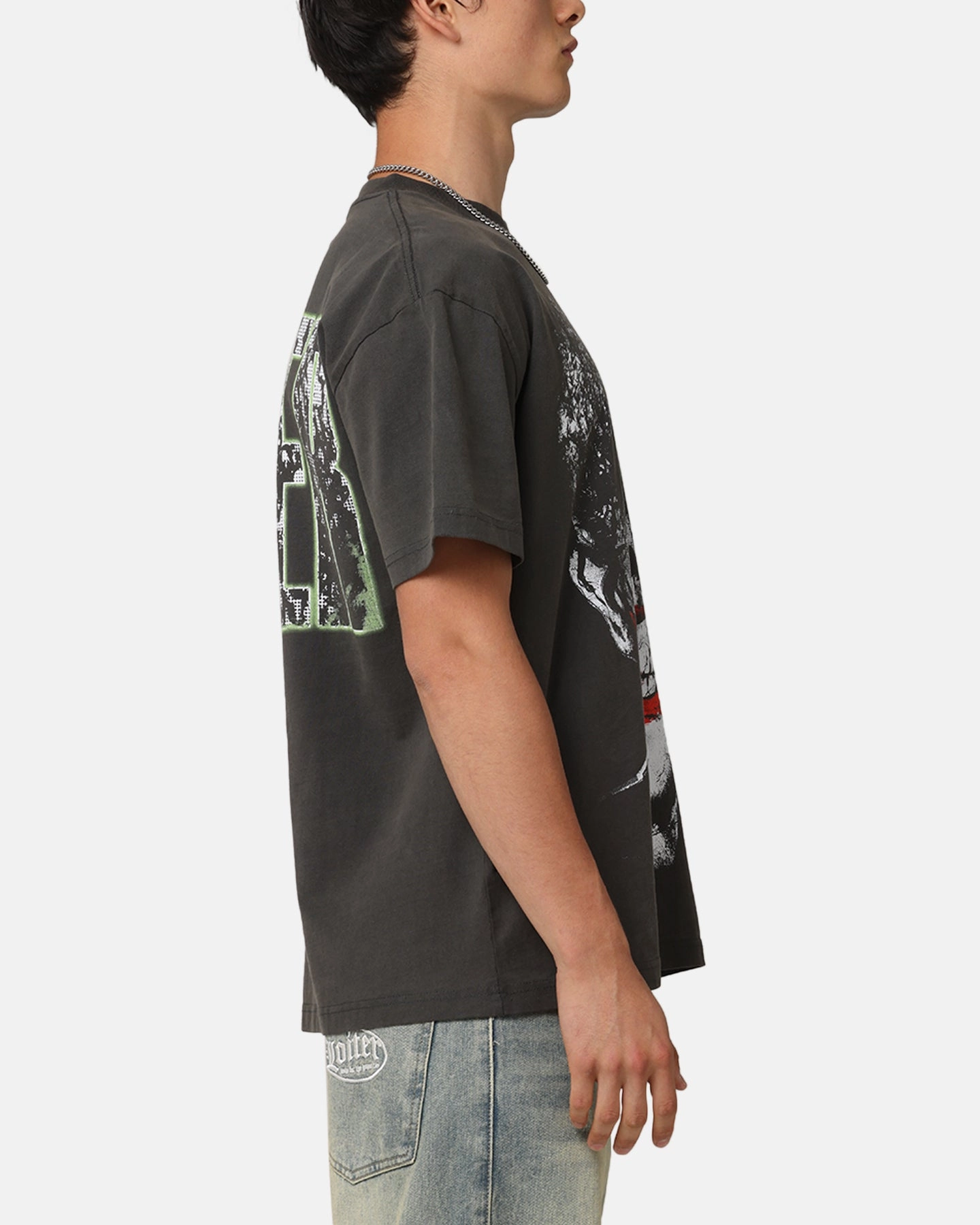 American Thrift X DC Batman The Joker Smile Heavyweight T-Shirt Black Wash