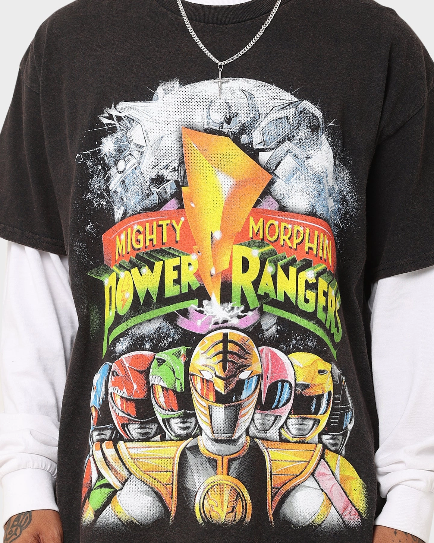 American Thrift X Power Rangers Mighty Morphin Vintage T-Shirt Black Wash