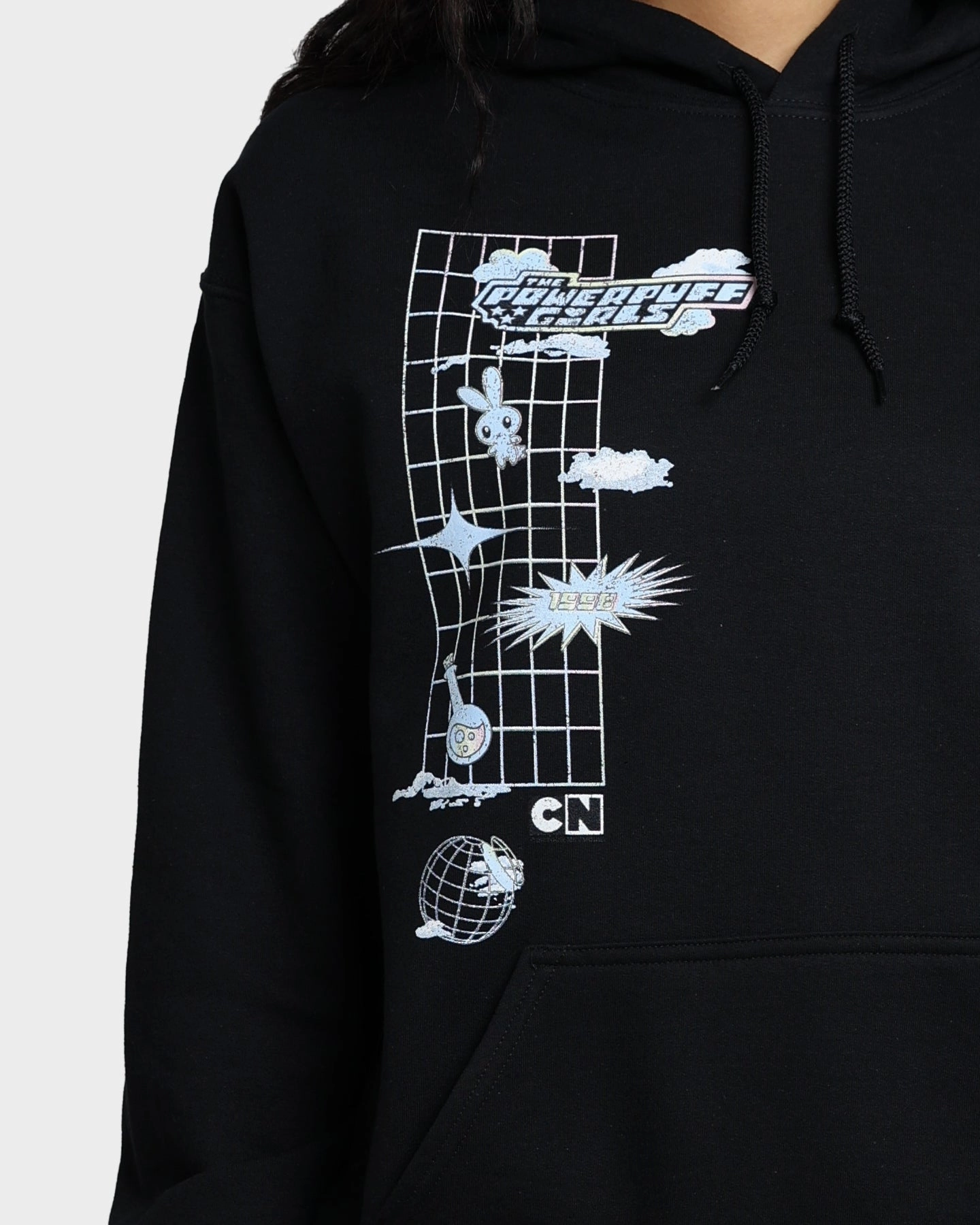 American Thrift X Powerpuff Girls Powerpuff Grid Logo Hoodie Black