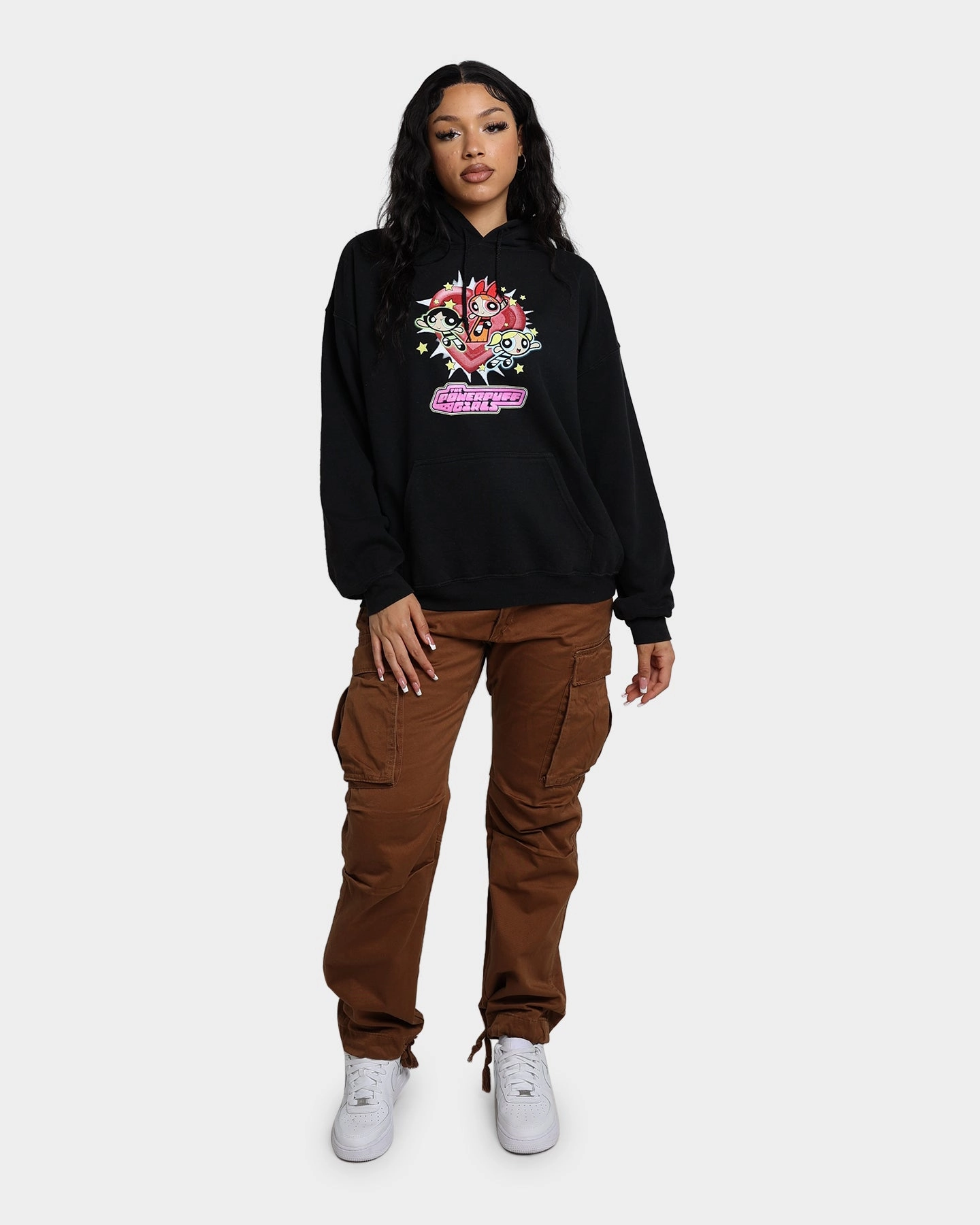 American Thrift X Powerpuff Girls Powerpuff Group Vintage Hoodie Black Wash