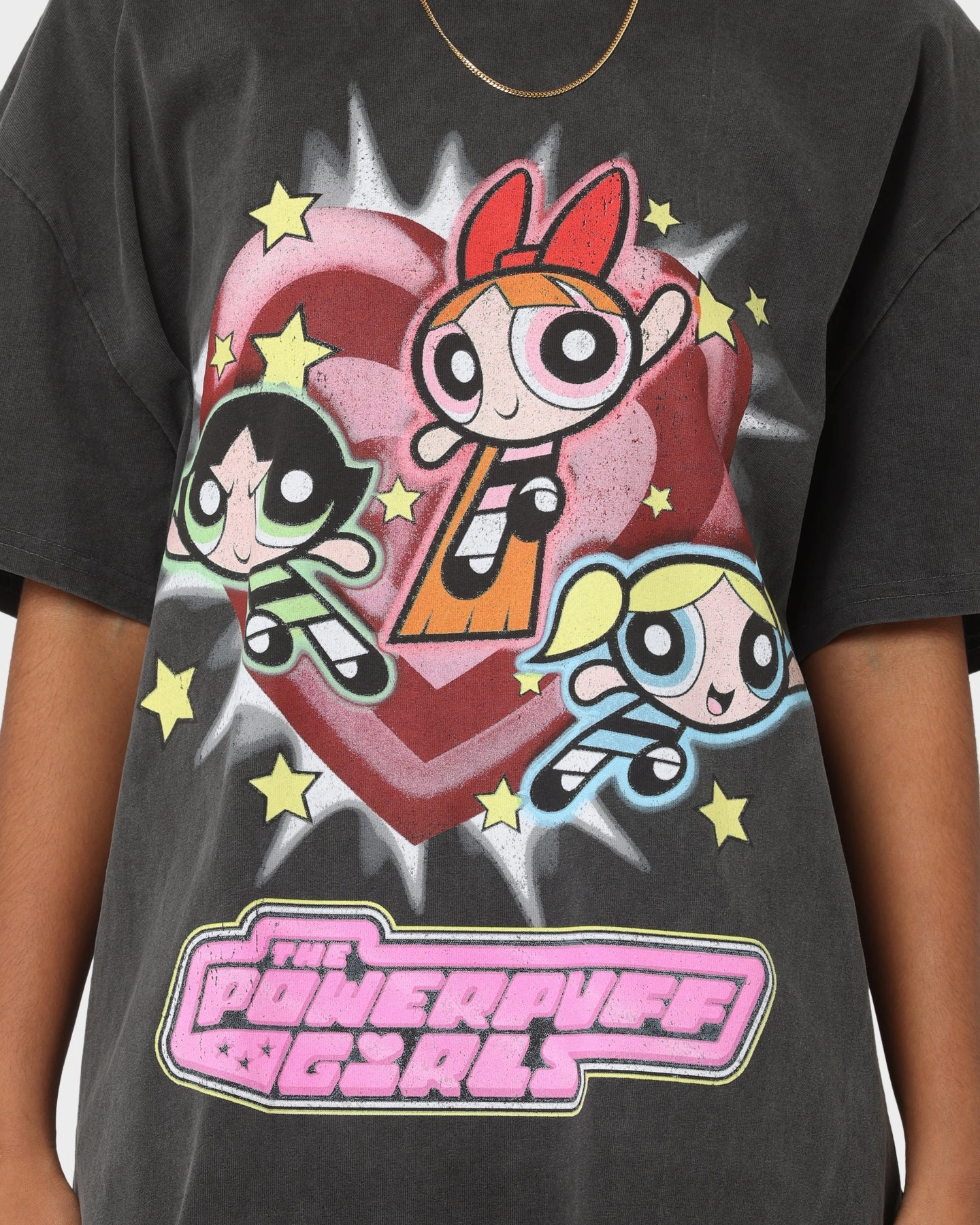 American Thrift X Powerpuff Girls Powerpuff Group Vintage T-Shirt Black Wash