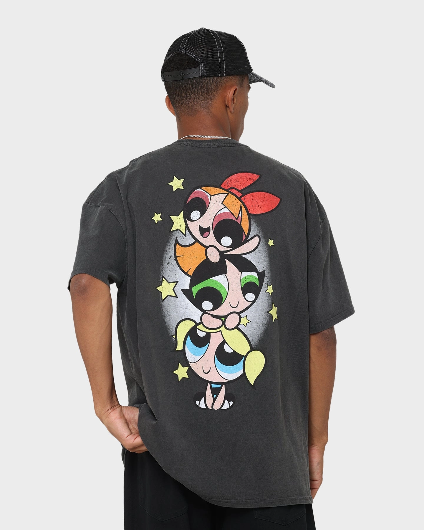 American Thrift X Powerpuff Girls Powerpuff Group Vintage T-Shirt Black Wash