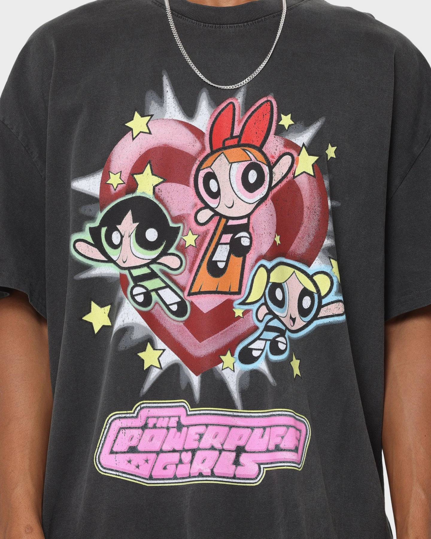 American Thrift X Powerpuff Girls Powerpuff Group Vintage T-Shirt Black Wash