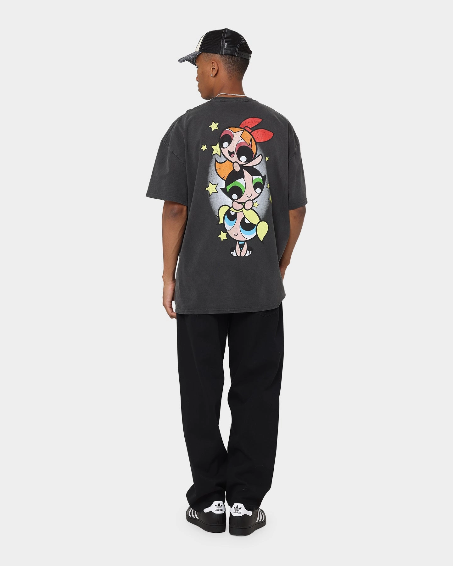 American Thrift X Powerpuff Girls Powerpuff Group Vintage T-Shirt Black Wash