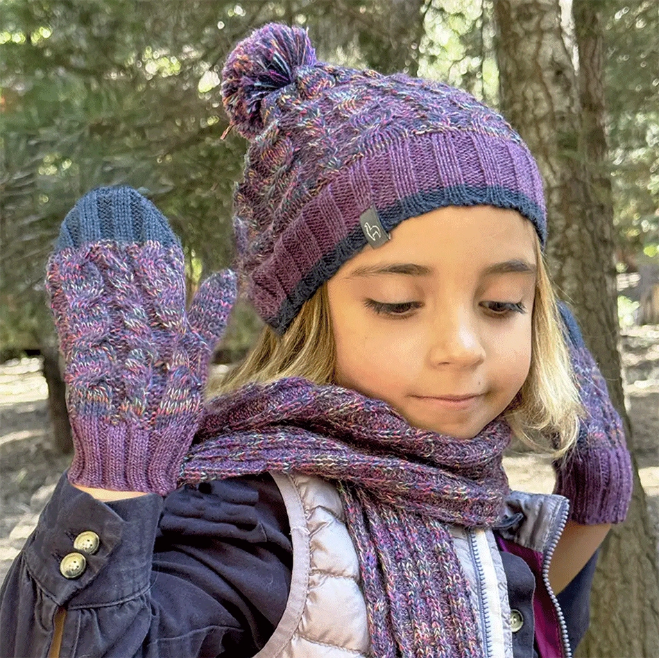 Baby Alpaca Kid's Mittens - Purple, Peru