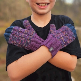 Baby Alpaca Kid's Mittens - Purple, Peru
