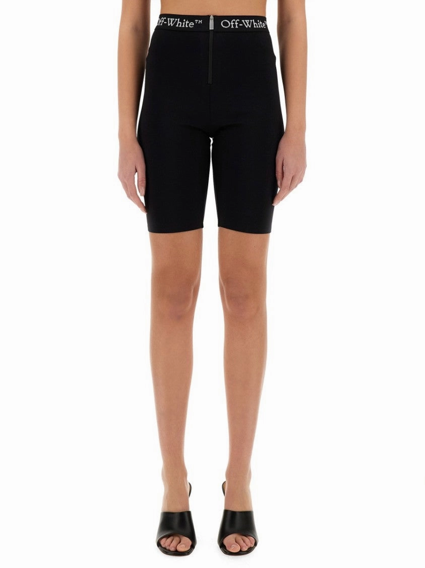Black Activewear Shorts With Logo Band