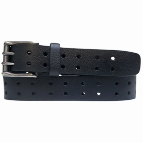Black Double Hole Full Grain Leather Belt