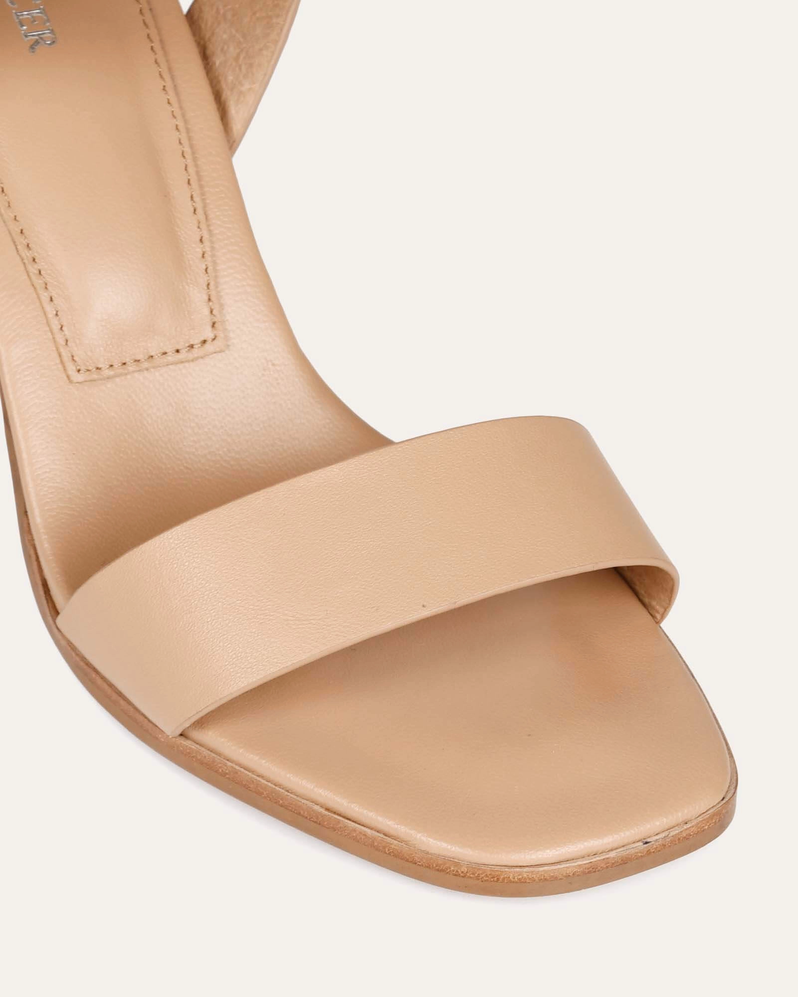 CALAIS HIGH HEEL SANDALS BEIGE LEATHER