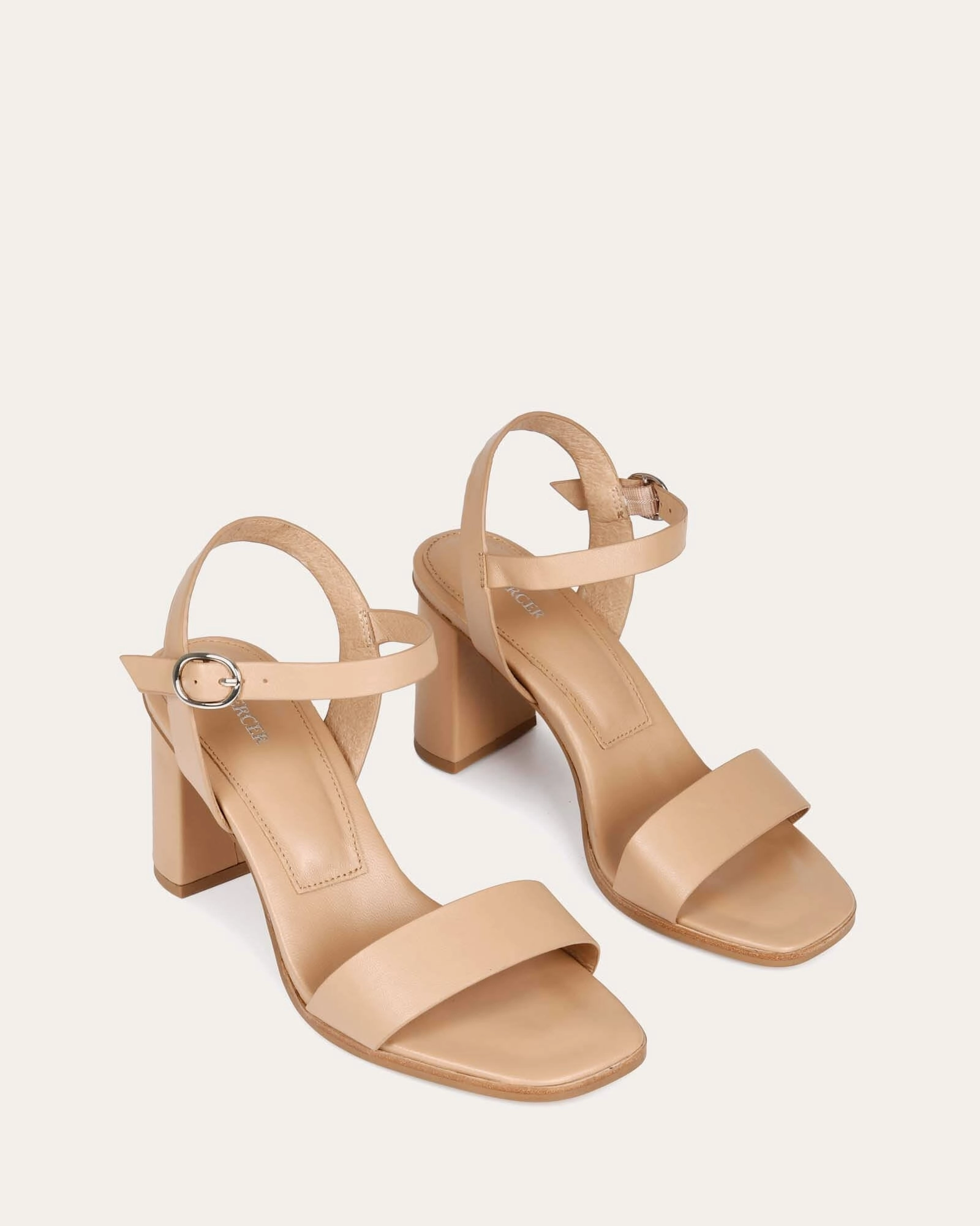 CALAIS HIGH HEEL SANDALS BEIGE LEATHER