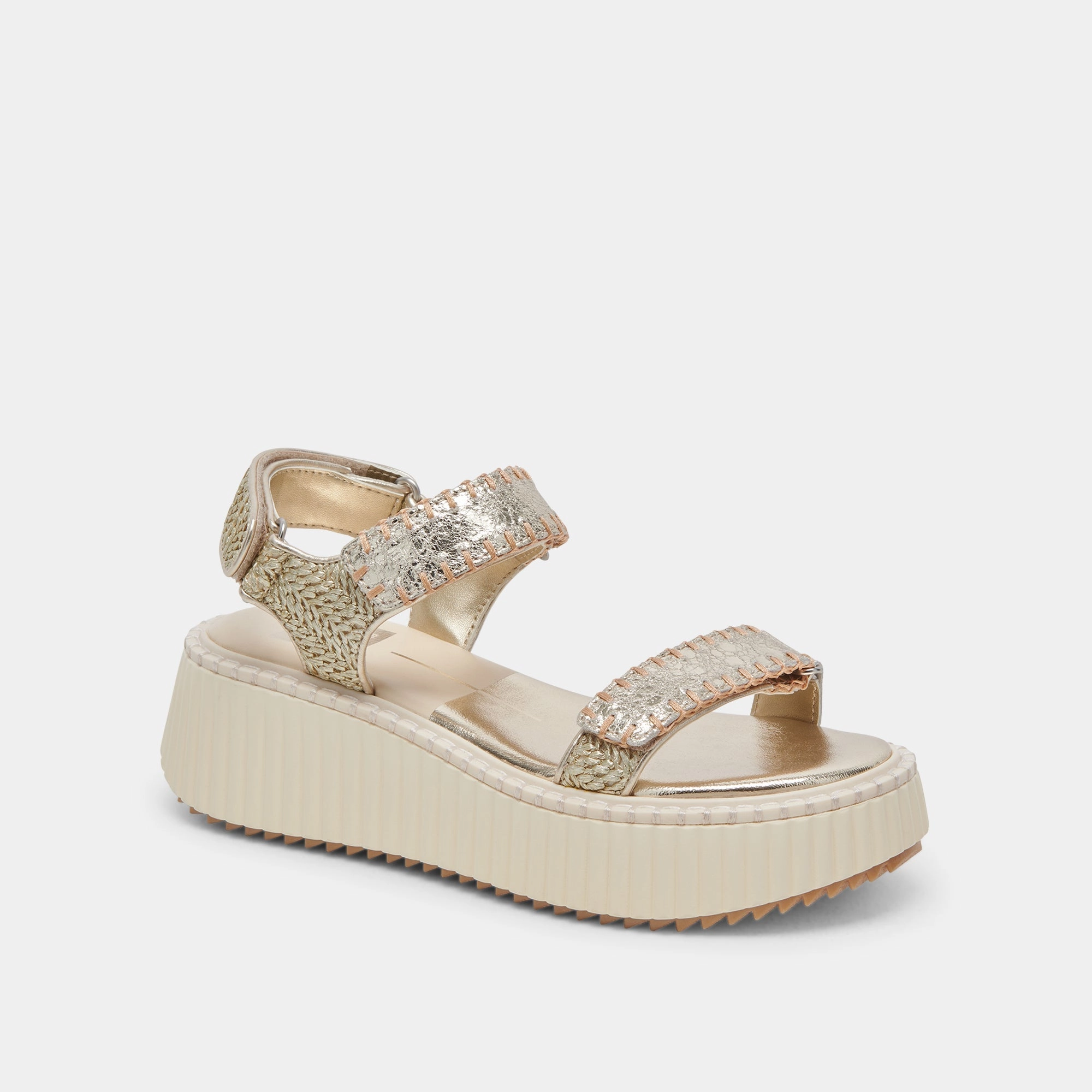 DEBRA SANDALS PLATINUM DISTRESSED LEATHER - re:vita