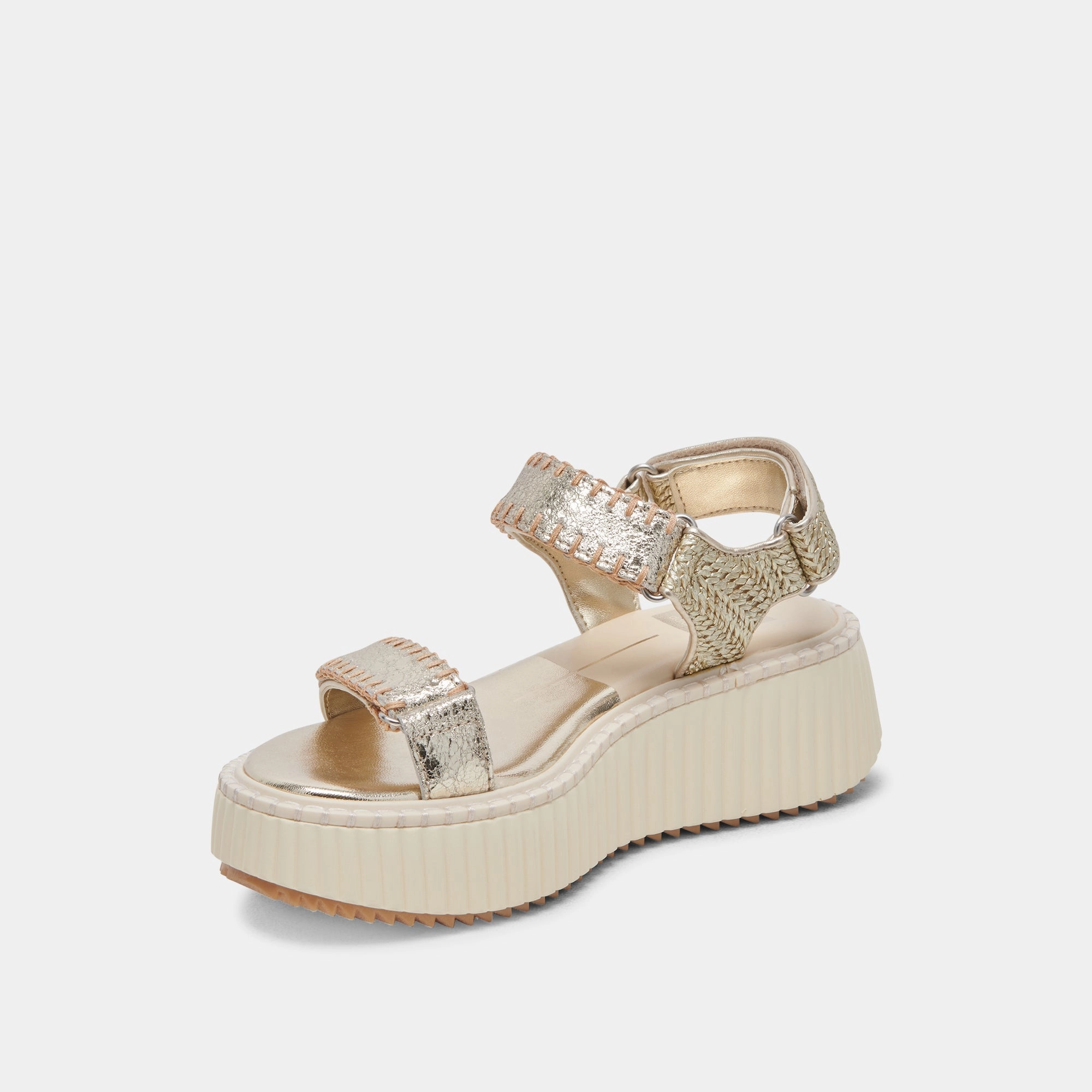 DEBRA SANDALS PLATINUM DISTRESSED LEATHER - re:vita
