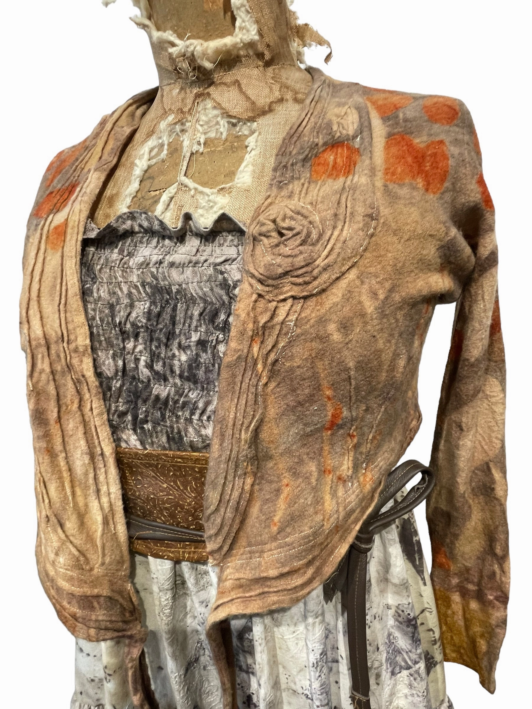 Felted wool ecodyed cardigan sweater