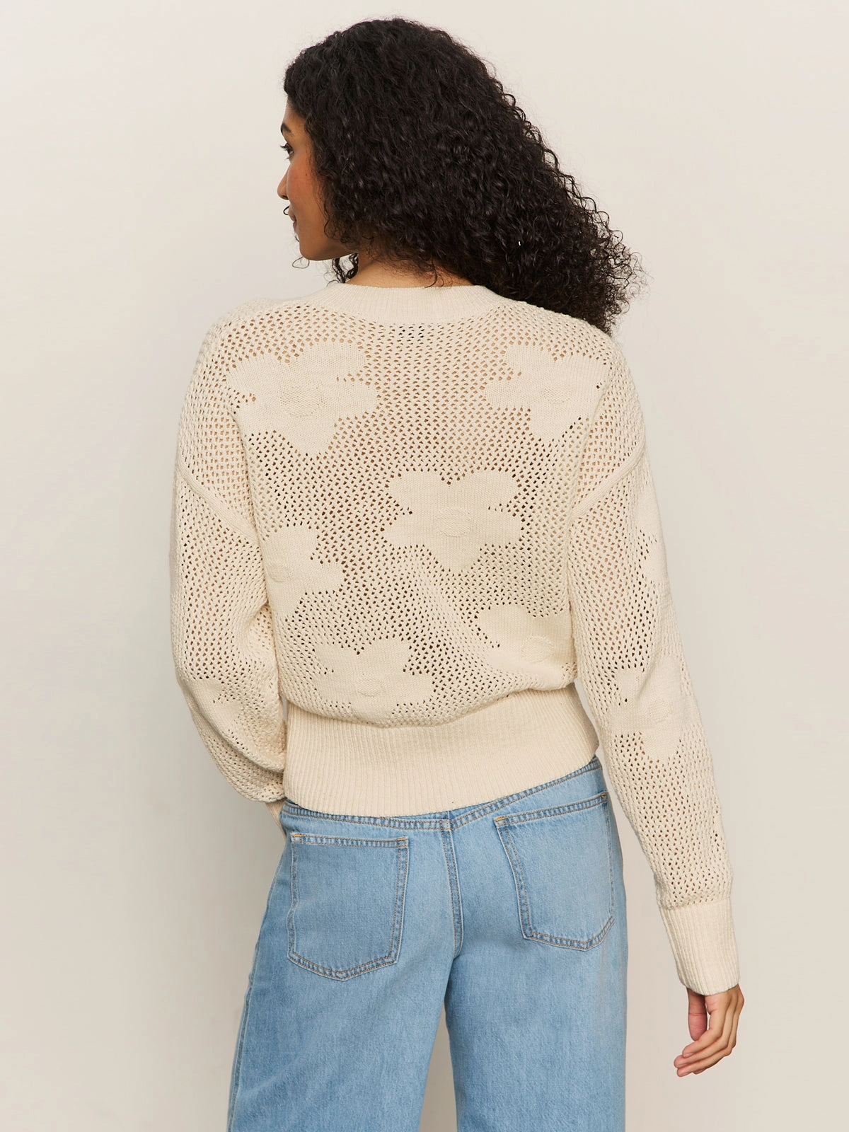 Flower Pop Open Stitch Jacket Eco Natural
