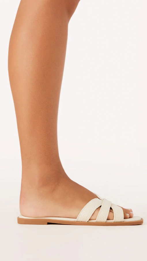 Geo Slide - Cream Raffia