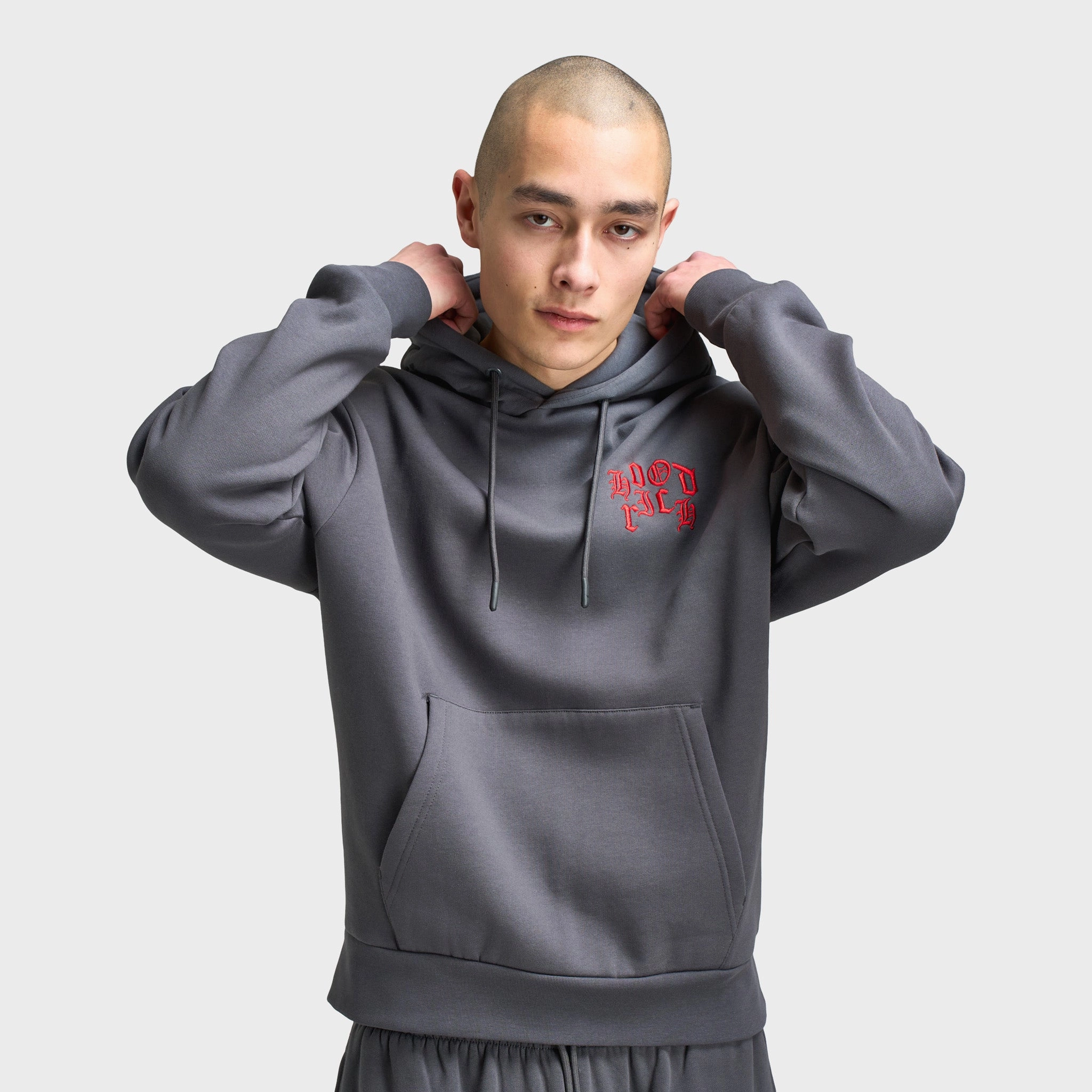 Hoodrich Crown Oversized Pullover Hoodie Asphalt / Lychee
