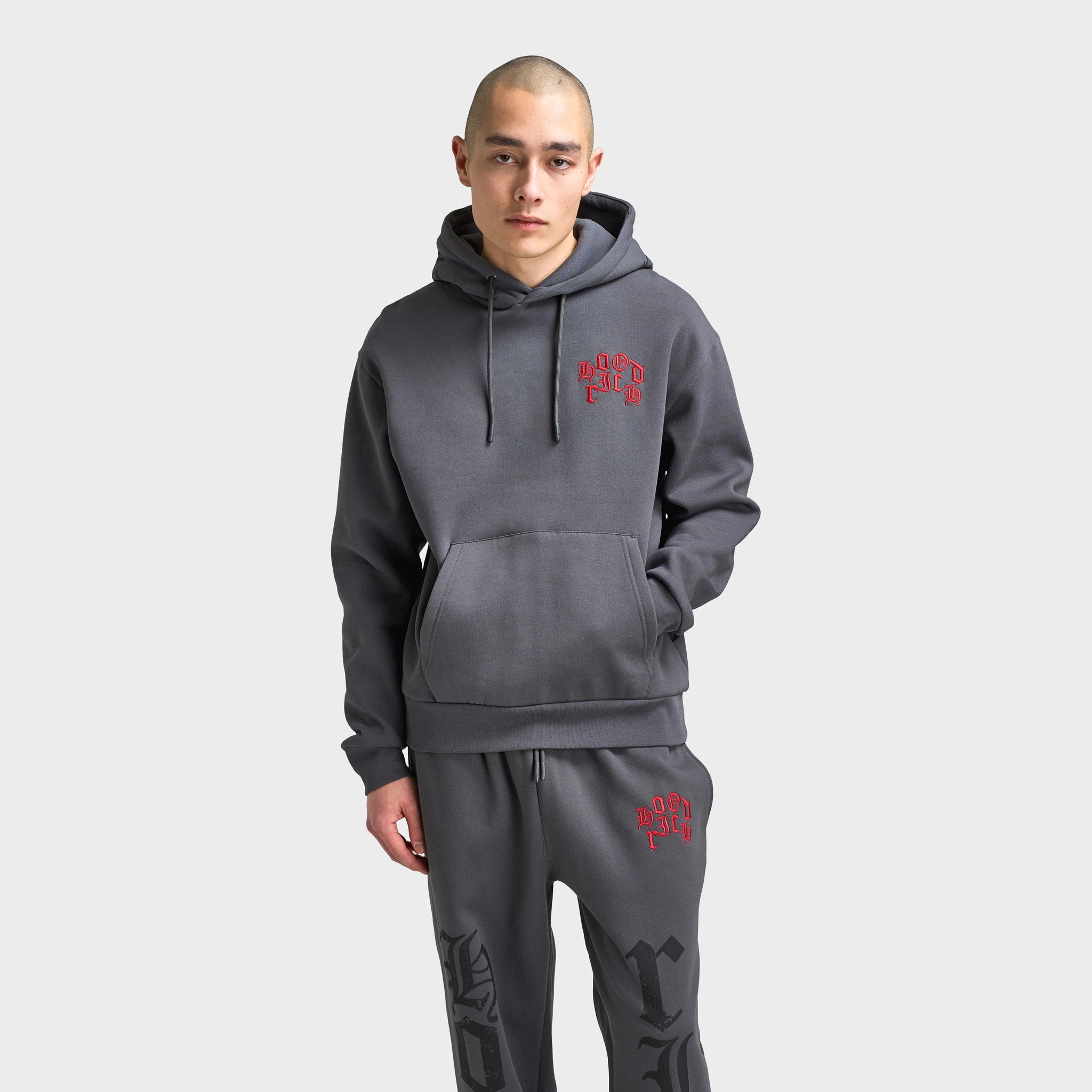 Hoodrich Crown Oversized Pullover Hoodie Asphalt / Lychee