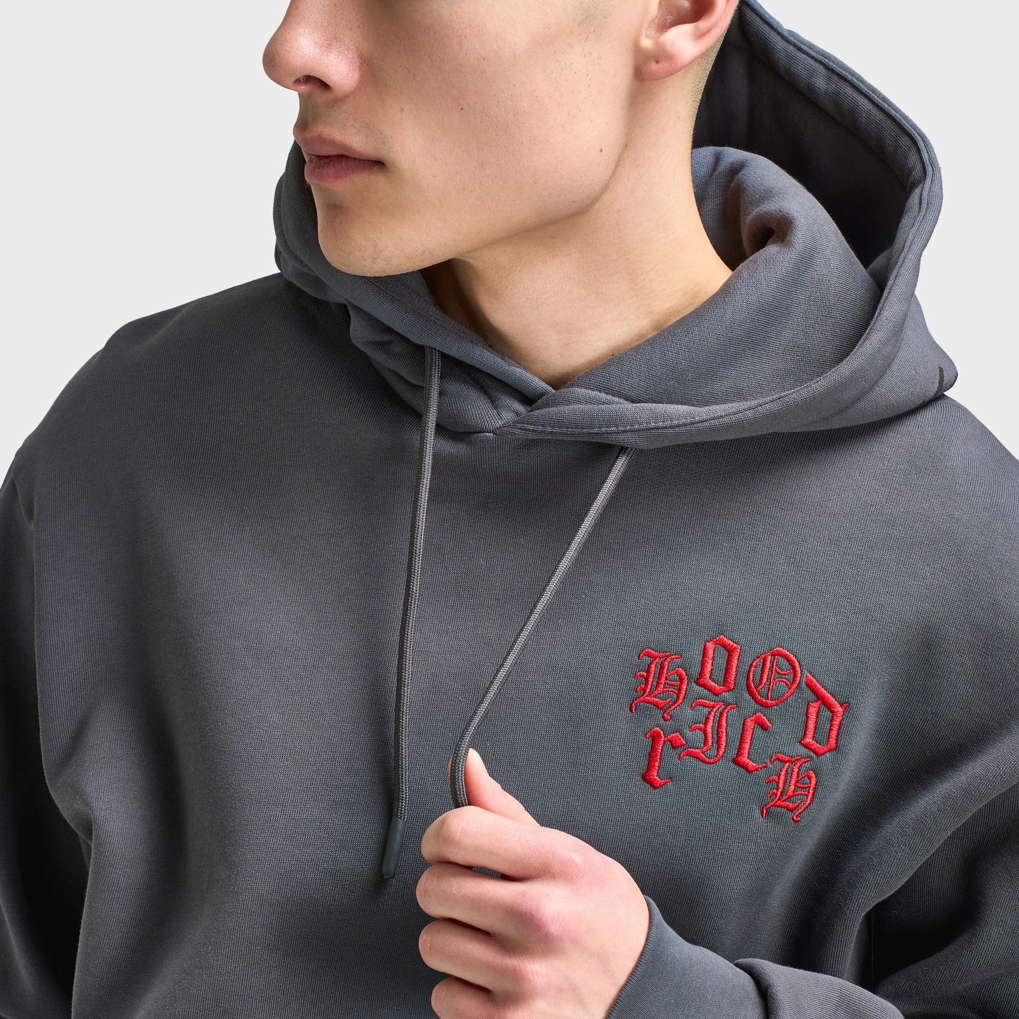 Hoodrich Crown Oversized Pullover Hoodie Asphalt / Lychee