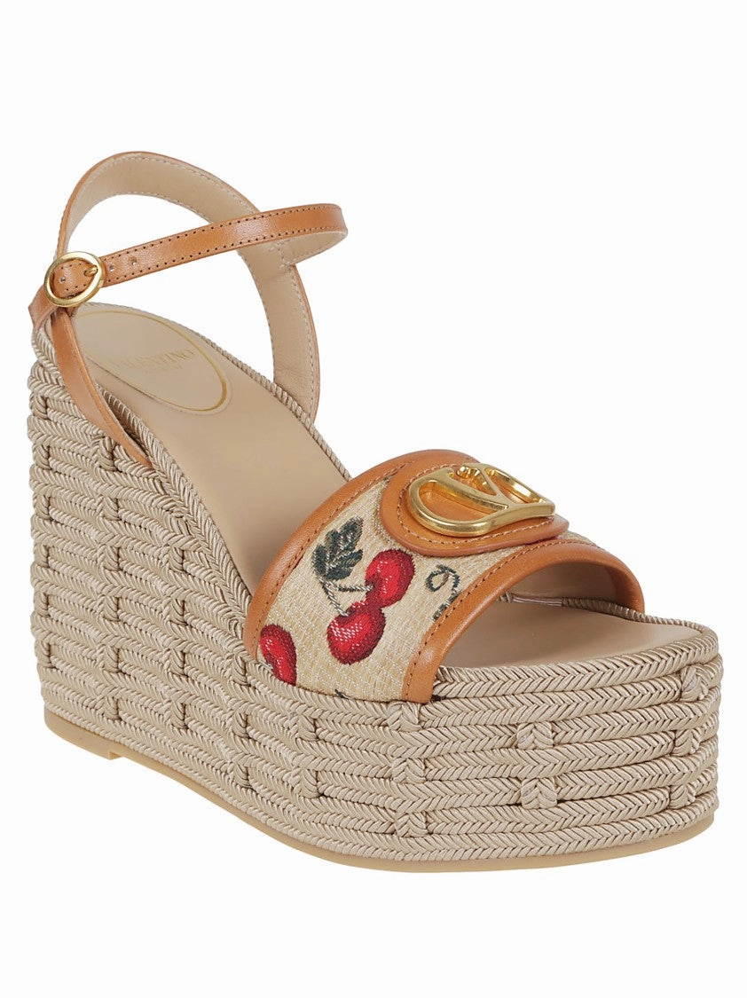 Jacquard Raffia Wedge Sandals