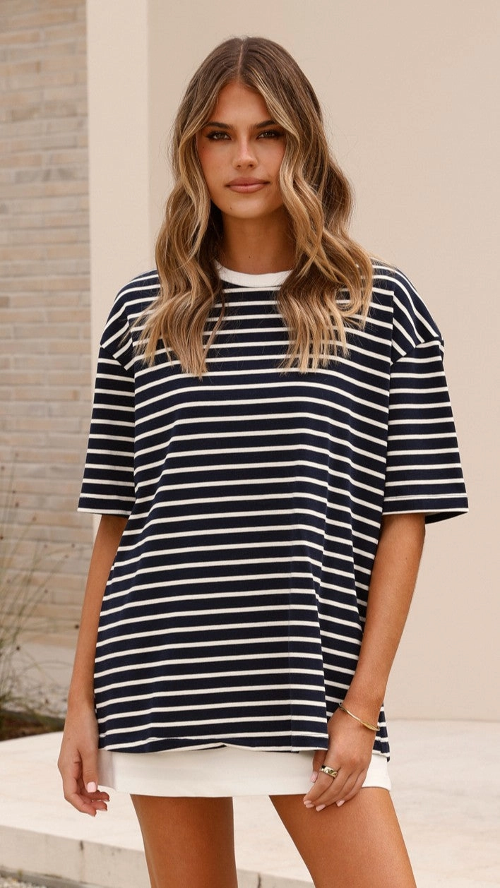 Jeto Oversized Tee - Navy/White