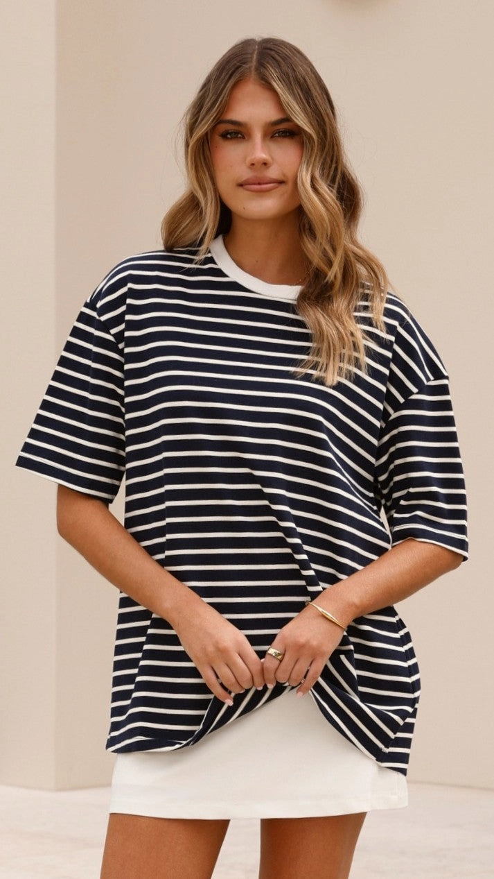 Jeto Oversized Tee - Navy/White