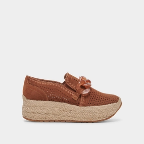 JHENEE ESPADRILLE SNEAKERS PECAN PERFORATED SUEDE - re:vita