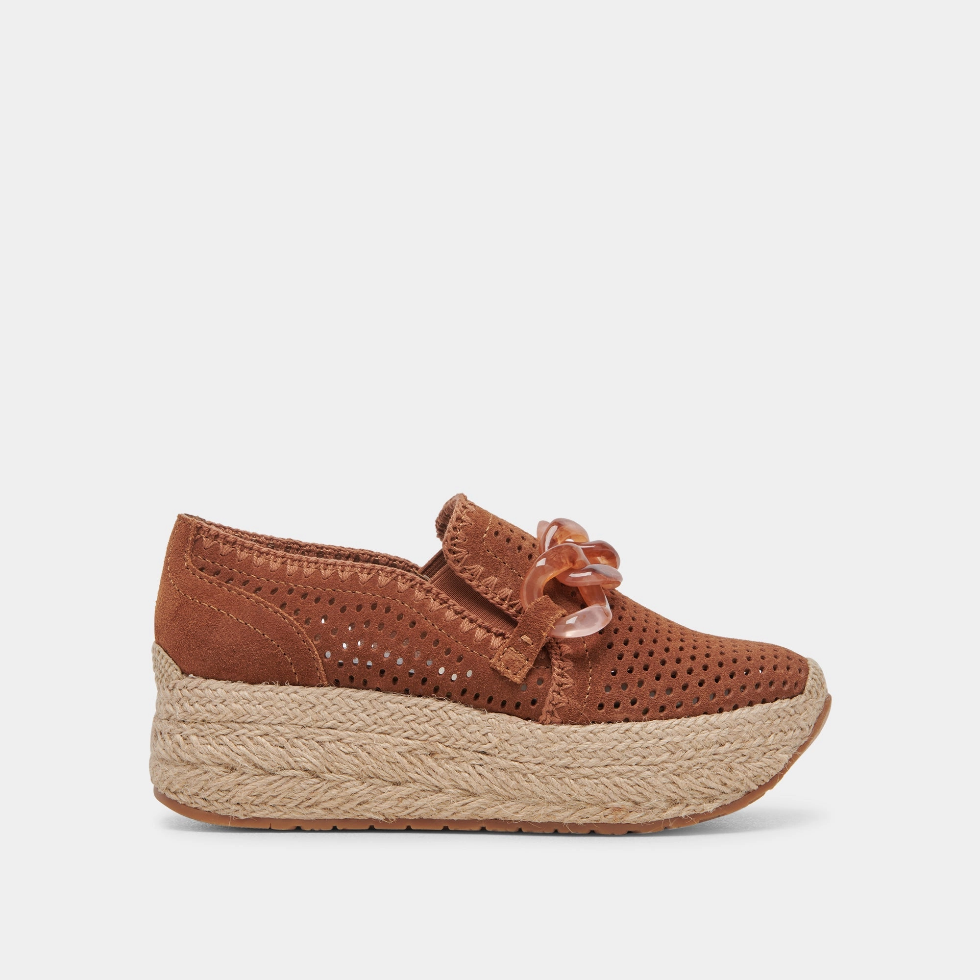 JHENEE ESPADRILLE SNEAKERS PECAN PERFORATED SUEDE - re:vita