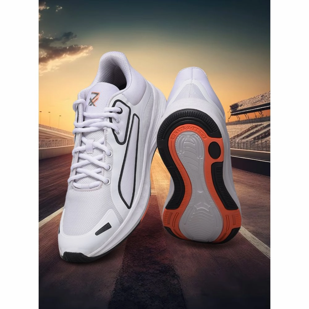 Leap7x Sports White Lacing Running Shoes For Men GRIPPER-1E By Liberty