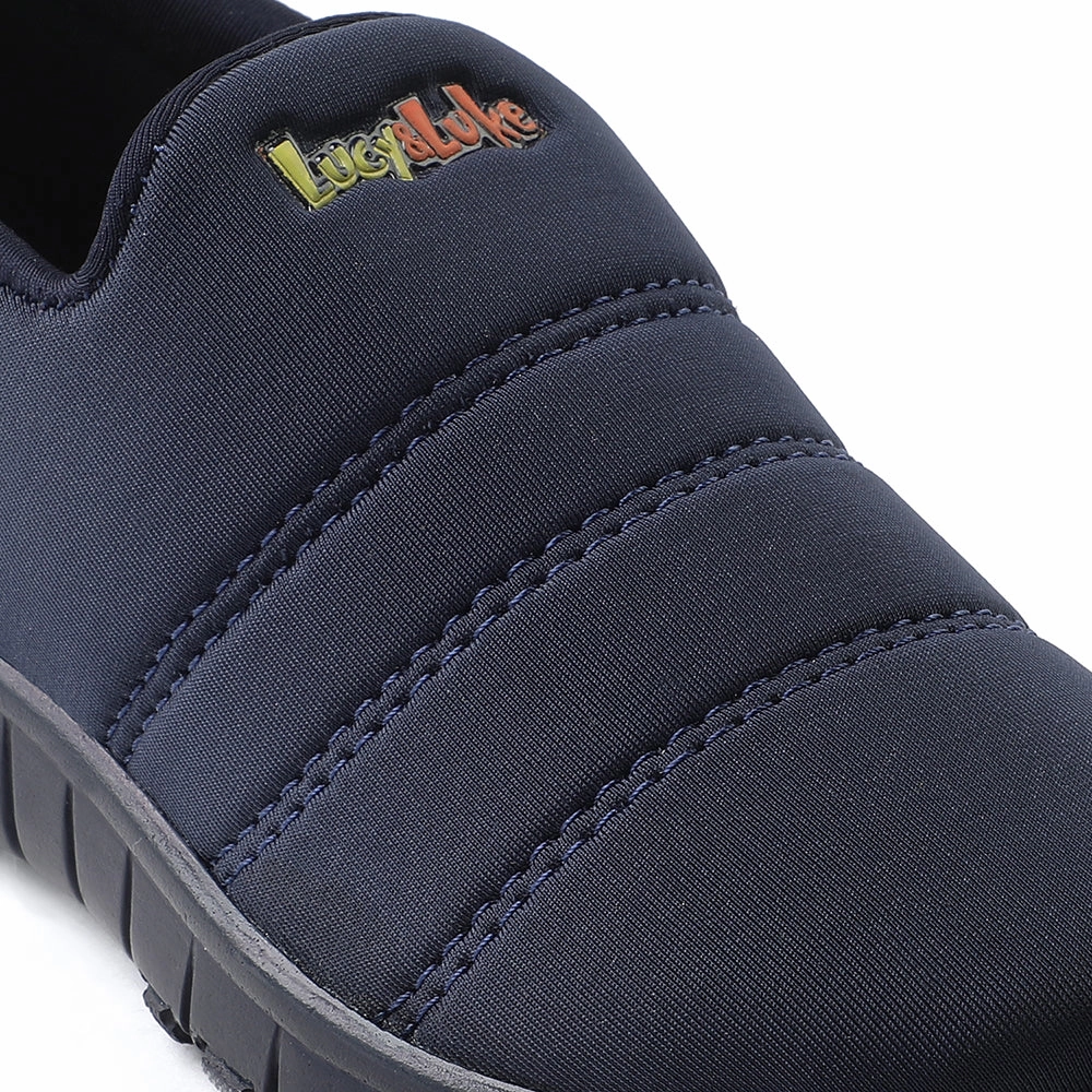 Lucy&Luke Navy Blue Sports Non Lacing Walking Shoes For Kids 2123-34 By Liberty