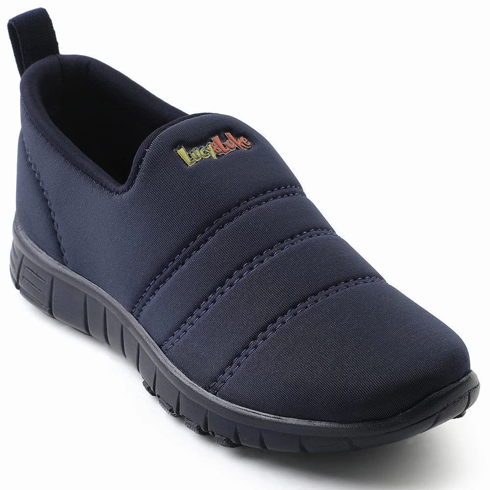Lucy&Luke Navy Blue Sports Non Lacing Walking Shoes For Kids 2123-34 By Liberty