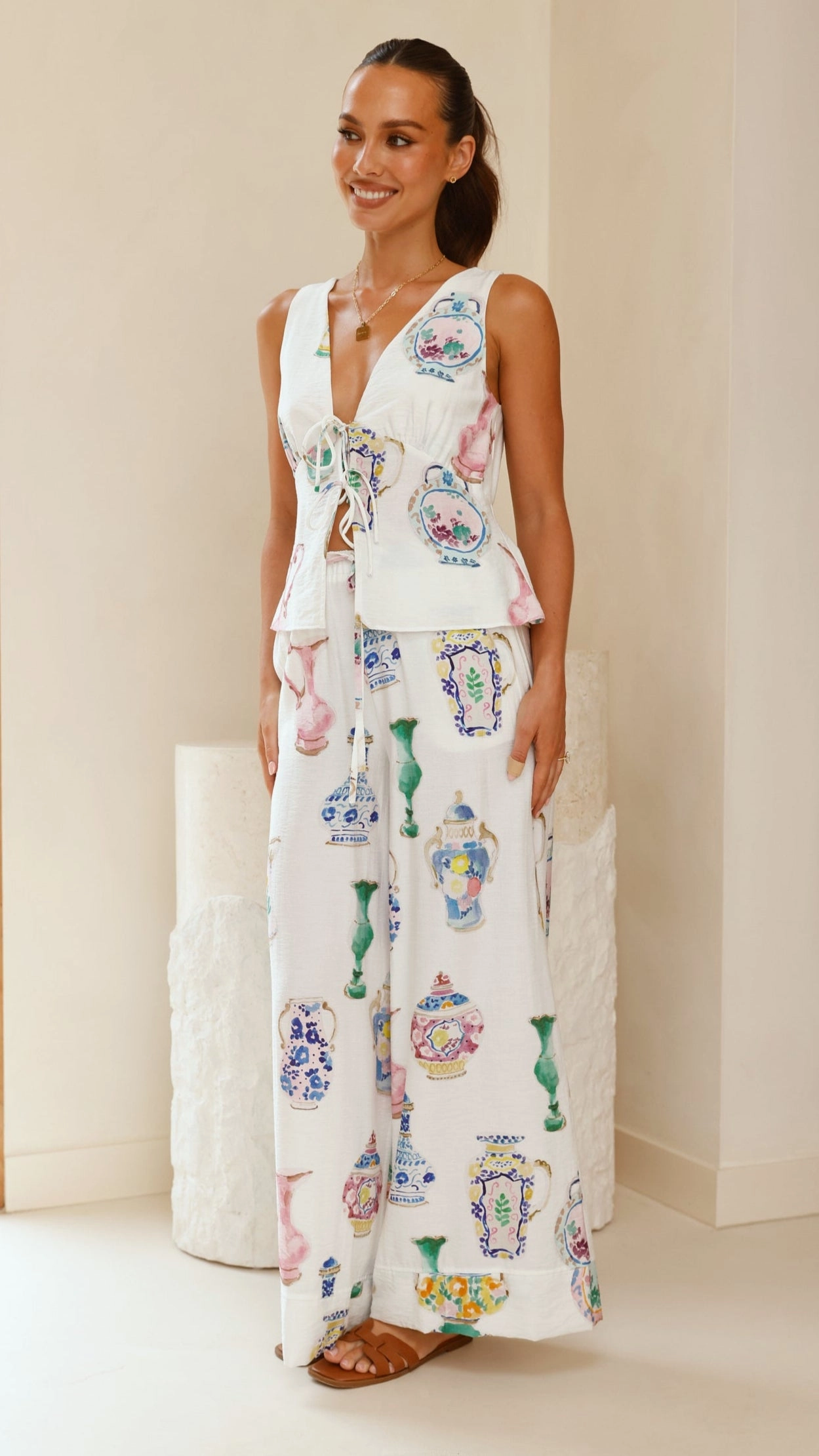 Sabin Pants - Vase Print