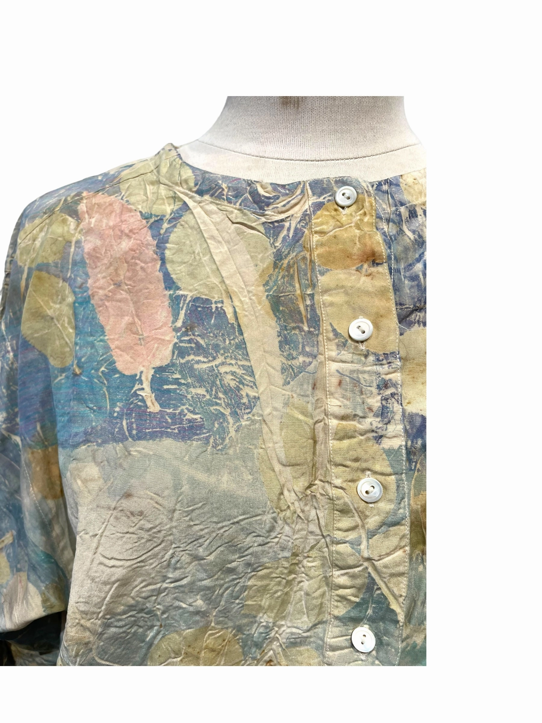 Silk eco dyed long sleeve blouse