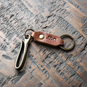 The Big Bass Personalized Fine Leather Keychain Fish Hook Key Ring Holder