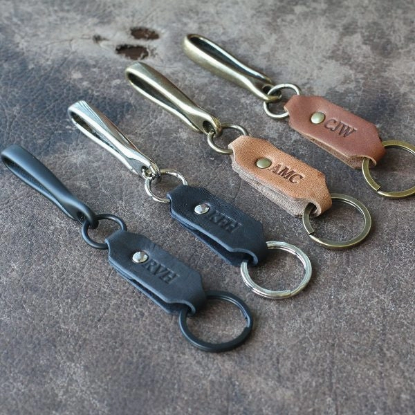 The Big Bass Personalized Fine Leather Keychain Fish Hook Key Ring Holder