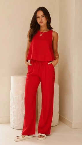 Valene Pants - Red