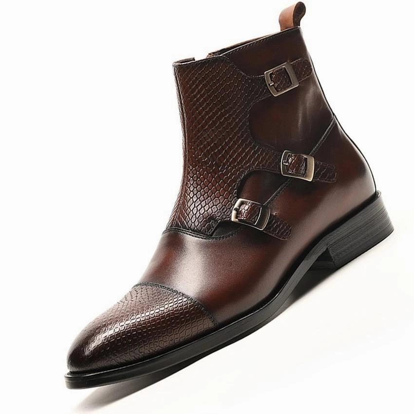 West Louis™ Grain Leather Boots With Buckles